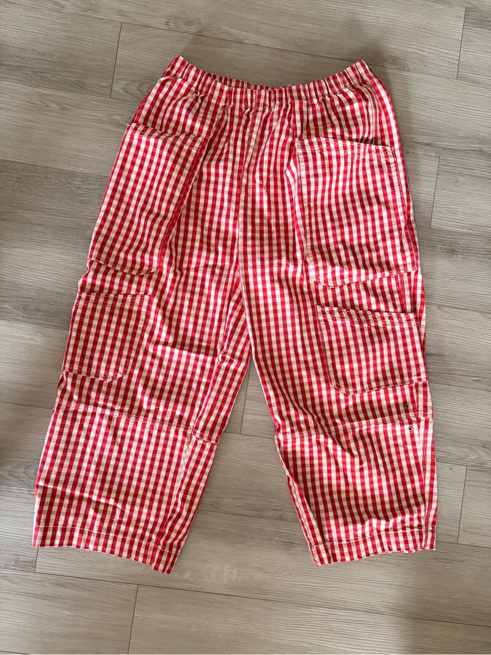BDG Red & White Gingham Elastic-Waist Kids Pants